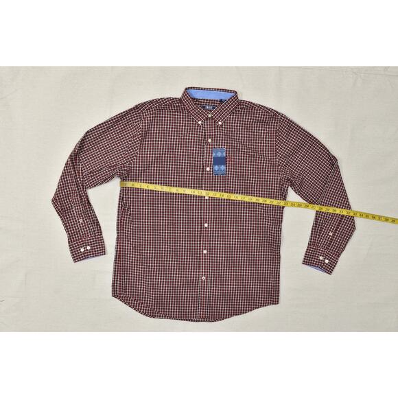 Izod Men's Red Gingham Wrinkle Free Stretch Long Sleeve Button Shirt Size L - Picture 4 of 8